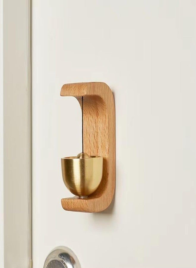 TRUSHALI PRESENT Wooden Hanging Bell Chime with Metal Bowl, Compact Decorative Door Bell - Image 2